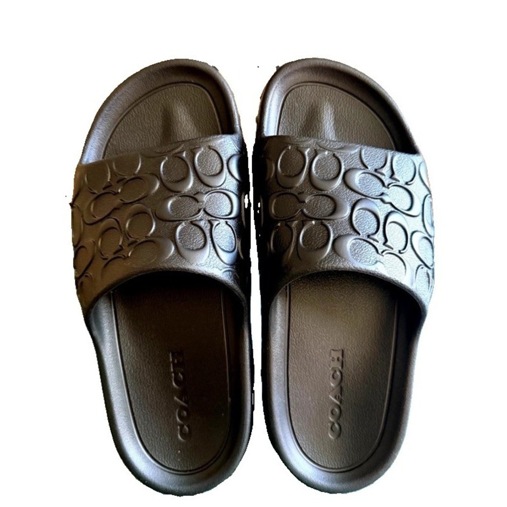 Coach Men's Bay Slide Signature Black Sz 9 NEW